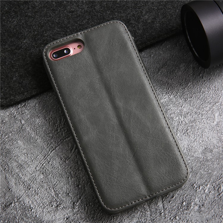 CMAI2 TPU+PU Leather Phone Case for iPhone 8 Plus - Grey-16