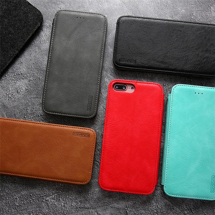 CMAI2 TPU+PU Leather Phone Case for iPhone 8 Plus - Grey-23