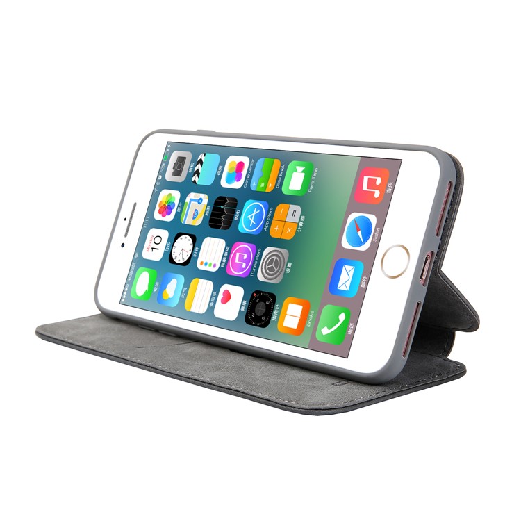 CMAI2 TPU+PU Leather Phone Case for iPhone 8 Plus - Grey-6