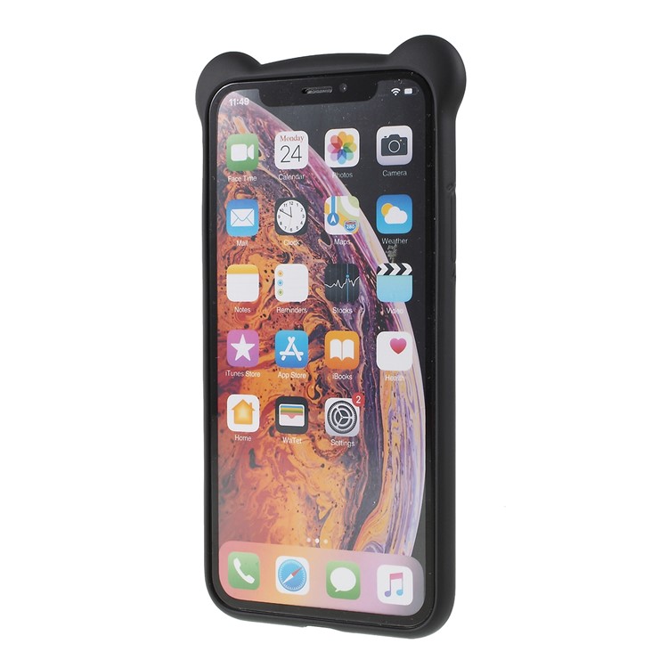 O Urso Modelou O Escudo Macio Do Telefone De Pilha De TPU Com A Correia Para O Iphone XS Máximo 6,5 Polegadas - Preto-2