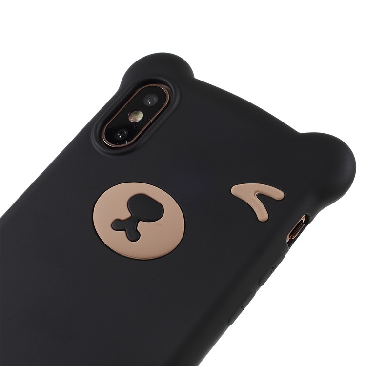 O Urso Modelou O Escudo Macio Do Telefone De Pilha De TPU Com A Correia Para O Iphone XS Máximo 6,5 Polegadas - Preto-3