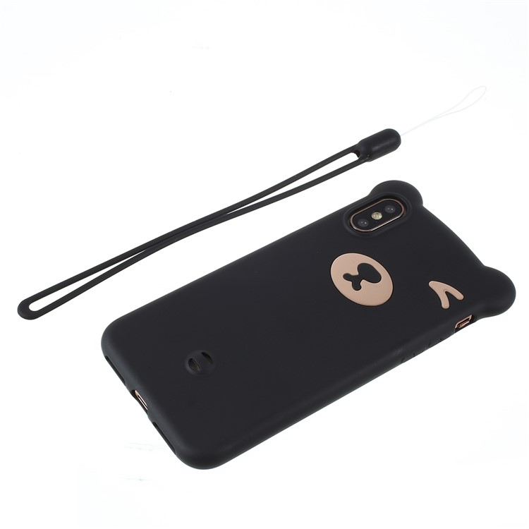 O Urso Modelou O Escudo Macio Do Telefone De Pilha De TPU Com A Correia Para O Iphone XS Máximo 6,5 Polegadas - Preto-5