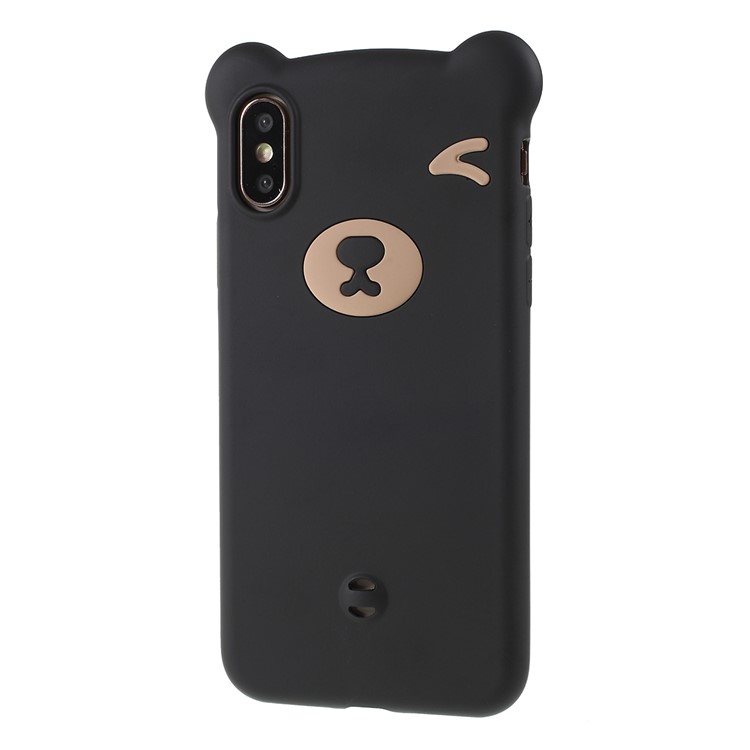 O Urso Modelou O Escudo Macio Do Telefone De Pilha De TPU Com A Correia Para O Iphone XS Máximo 6,5 Polegadas - Preto-7
