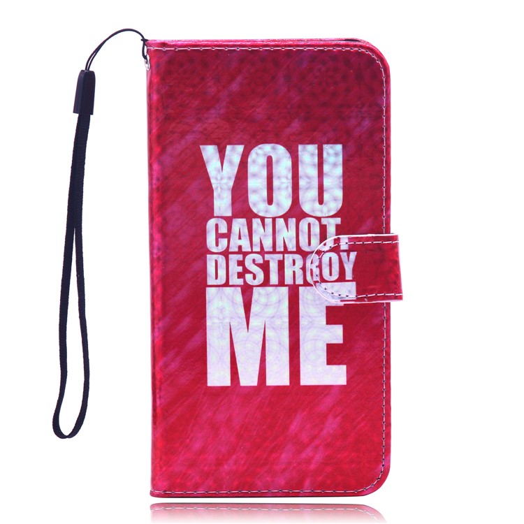 Laser Carving Pattern Printing Wallet Leather Case with Strap for iPhone X / XS 5.8 inch - You Can Not Destroy Me-2