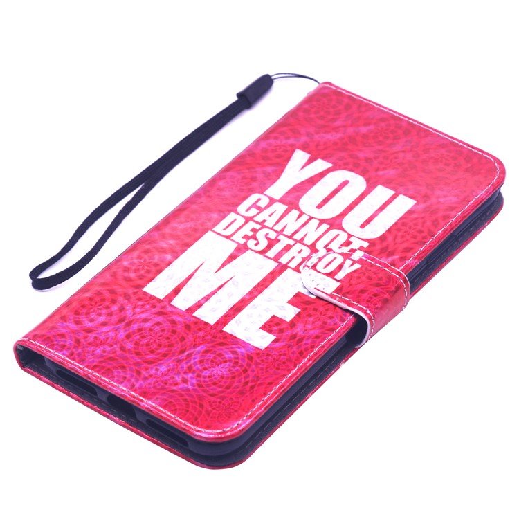 Laser Carving Pattern Printing Wallet Leather Case with Strap for iPhone X / XS 5.8 inch - You Can Not Destroy Me-4