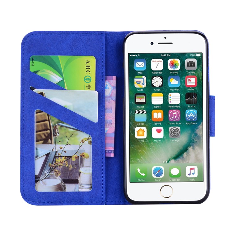 Portefeuille D'épissure D'affaires Couverture En Cuir Pour Iphone 8 / 7 4,7 Pouces - Bleu-6
