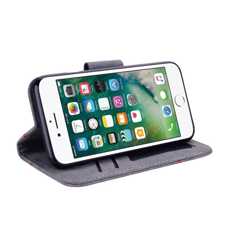 Portefeuille D'épissure D'affaires Couverture En Cuir Pour Iphone 8 / 7 4,7 Pouces - Gris-5