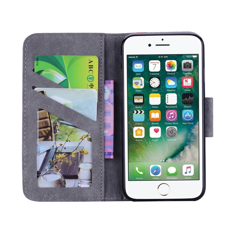 Portefeuille D'épissure D'affaires Couverture En Cuir Pour Iphone 8 / 7 4,7 Pouces - Gris-6