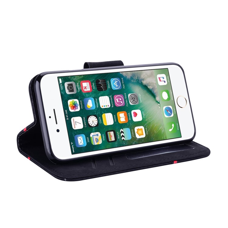 Portefeuille D'épissure D'affaires Couverture En Cuir Pour Iphone 8 / 7 4,7 Pouces - Noir-5