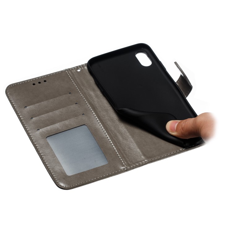 Para Iphone XS Impresión Máx. Mandala Flor Billetera De Cuero Caja Del Teléfono Cubierta - Gris-10