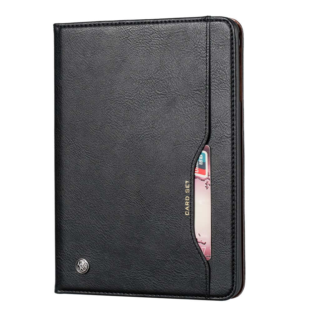 Caso Protetor Da Carteira Do Carrinho Do Couro Do Plutônio Com O Entalhe Da Pena Para O Mini Do Ipad (2019) 7,9 Polegadas / Ipad 9,7 Polegadas (2018) /9,7 Polegadas (2017) / Ar (2013) / Ar 2 - Preto-2