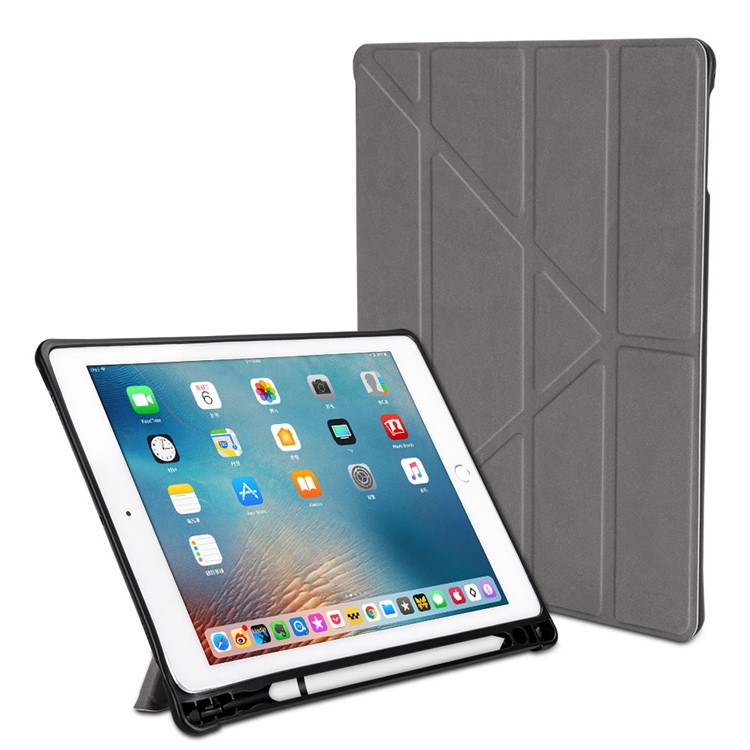 PU Leather Smart Tablet Case Cover with Pen Slot for iPad 9.7-inch (2018) / iPad Air 2 / iPad 9.7-inch (2017) - Grey-3