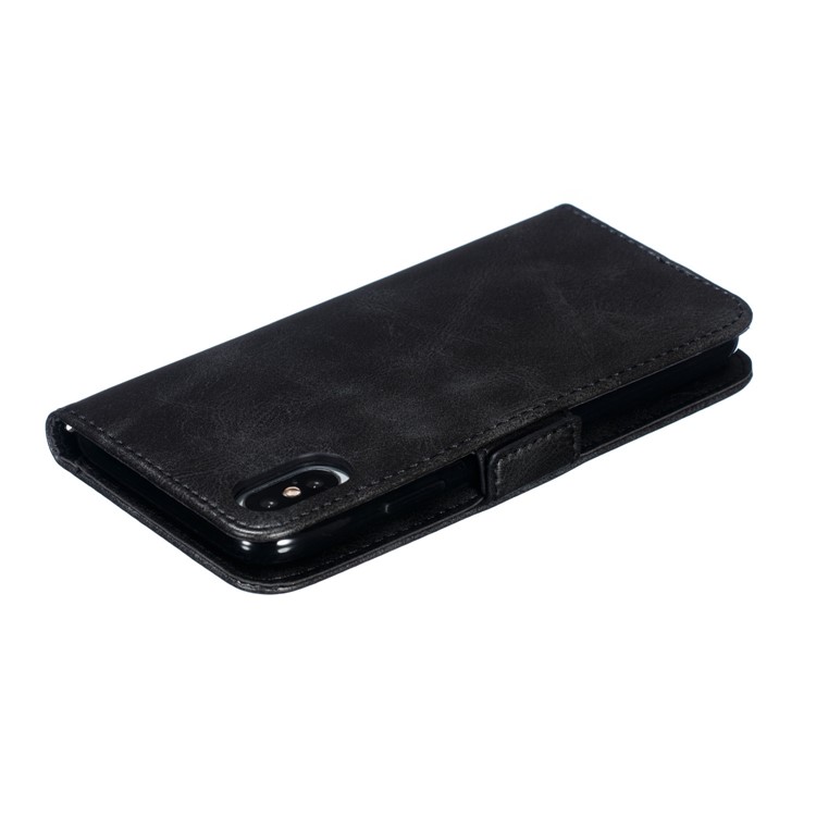 Leather Wallet Stand Flip Phone Case Cover for iPhone XS / iPhone X - Black-11