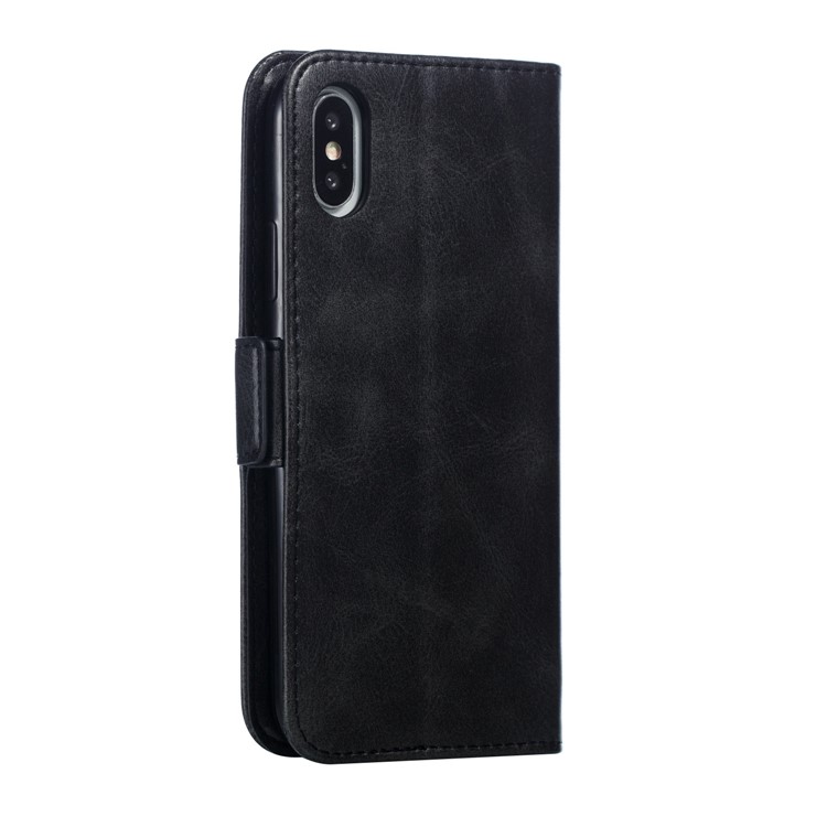 Leather Wallet Stand Flip Phone Case Cover for iPhone XS / iPhone X - Black-5