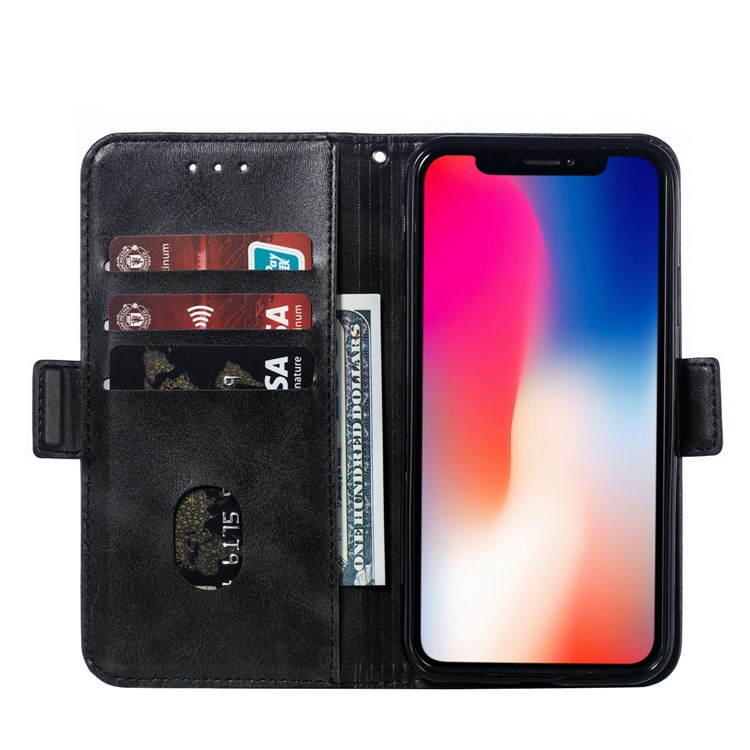 Leather Wallet Stand Flip Phone Case Cover for iPhone XS / iPhone X - Black-7