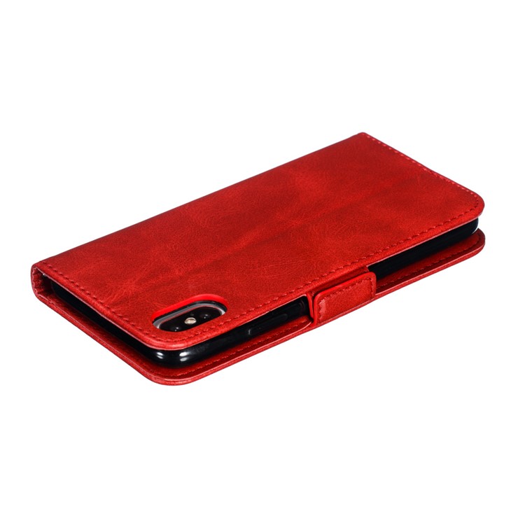 Leather Wallet Stand Flip Phone Case Cover for iPhone XS / iPhone X - Red-11