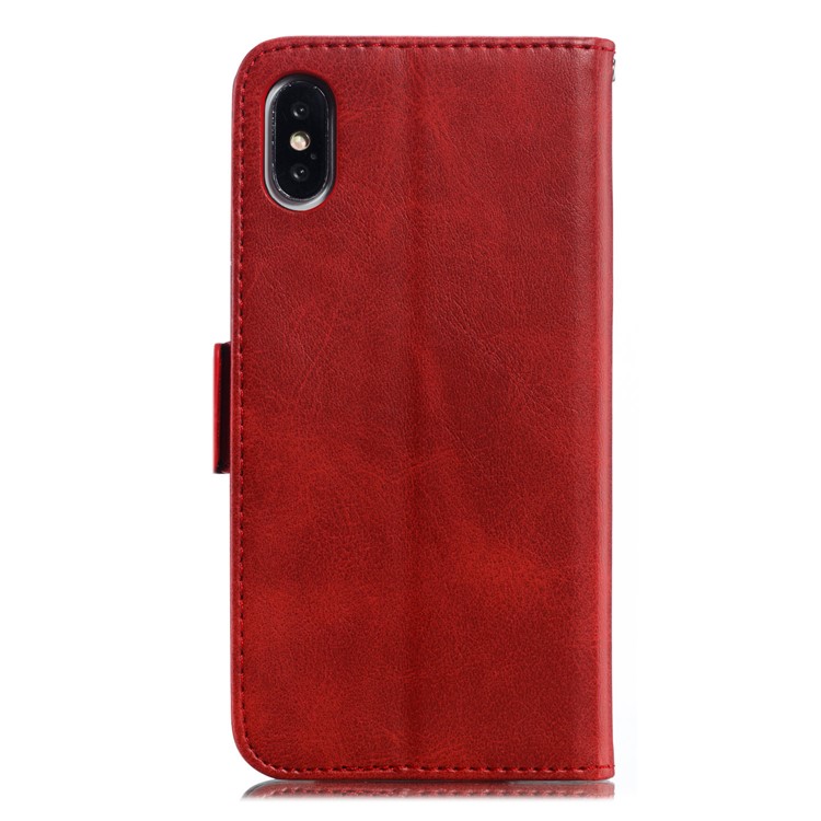 Leather Wallet Stand Flip Phone Case Cover for iPhone XS / iPhone X - Red-3