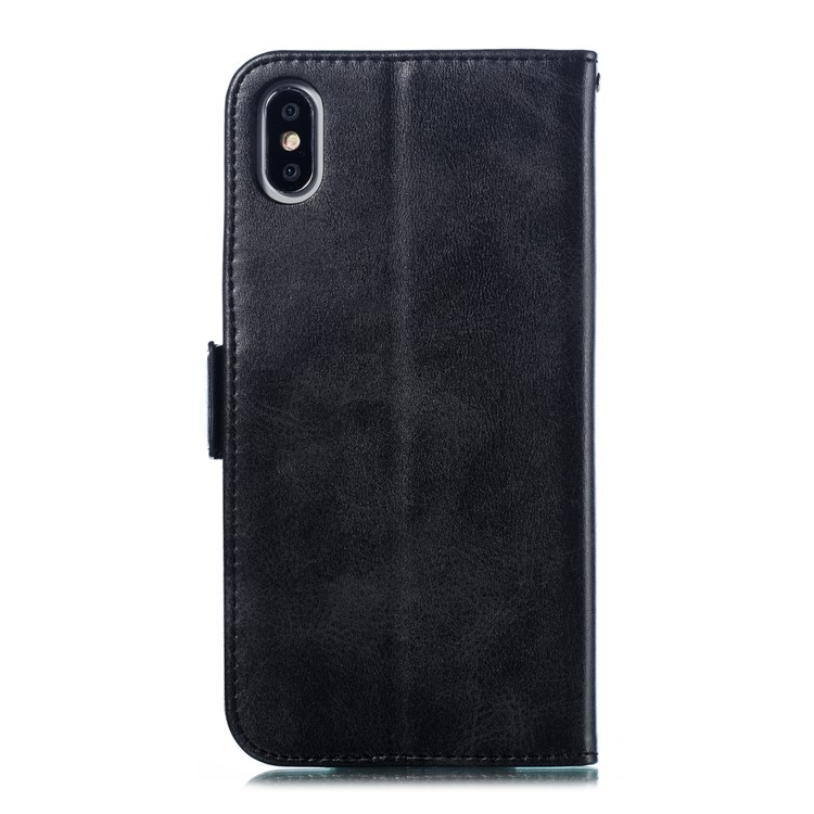 Leather Wallet Stand Flip Phone Case Cover for iPhone XS Max 6.5 inch - Black-3