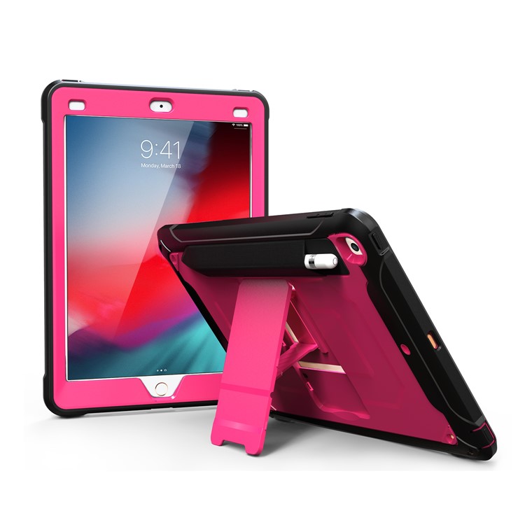 Heavy Duty Anti-drop PC + TPU Hybrid Protective Case with Kickstand for iPad 9.7-inch (2018)/(2017) - Pink-2