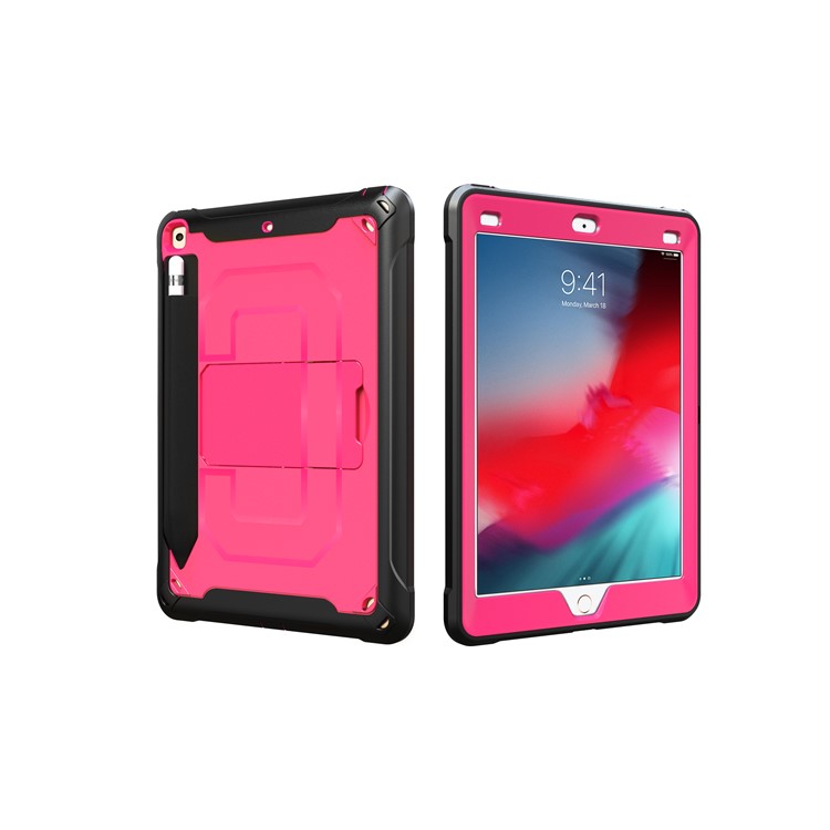 Heavy Duty Anti-drop PC + TPU Hybrid Protective Case with Kickstand for iPad 9.7-inch (2018)/(2017) - Pink-3