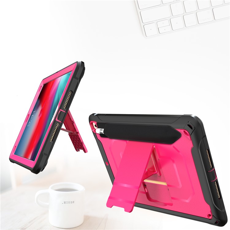 Heavy Duty Anti-drop PC + TPU Hybrid Protective Case with Kickstand for iPad 9.7-inch (2018)/(2017) - Pink-5