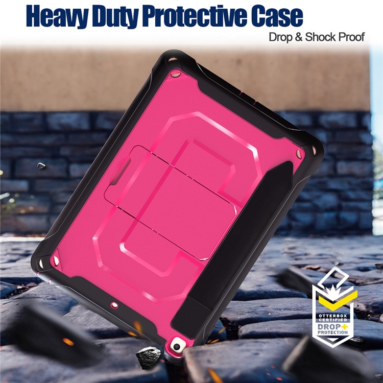 Heavy Duty Anti-drop PC + TPU Hybrid Protective Case with Kickstand for iPad 9.7-inch (2018)/(2017) - Pink-9