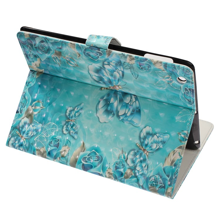 Embossment Patterned Light Spot Decor Leather Cover for iPad 4 / iPad 3 /  iPad 2 - Blue Butterfly-5