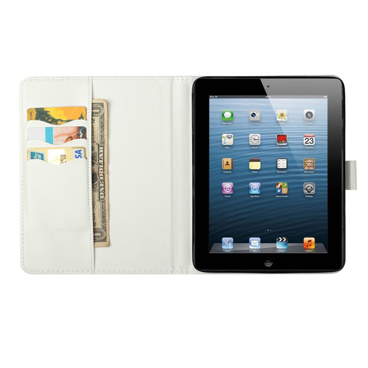 Embossment Patterned Light Spot Decor Leather Cover for iPad 4 / iPad 3 / iPad 2 - Blue Butterfly-6
