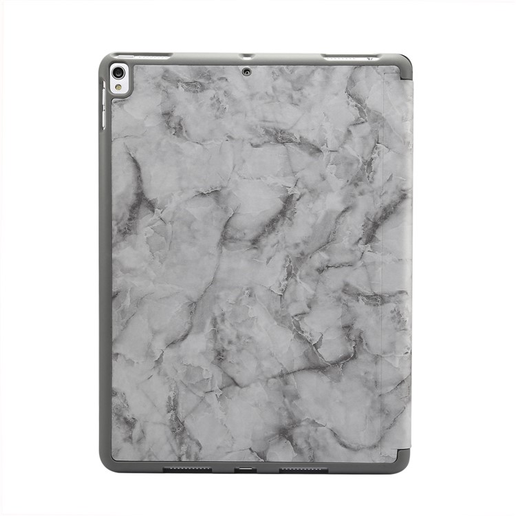 Marble Pattern Tri-fold Stand Smart Leather Case with Pen Slot for iPad Air 10.5 (2019) / Pro 10.5 (2017) - Black-2