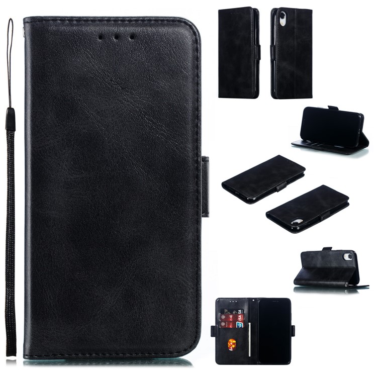 PU Leather Stand Wallet Case for iPhone XR 6.1 inch - Black-1