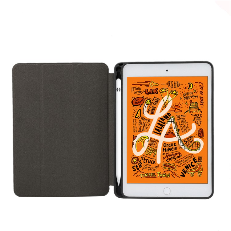 Marble Pattern Tri-fold Stand Smart Leather Cover Shell with Pen Slot for iPad mini (2019) 7.9 inch/mini 4 - Black-4