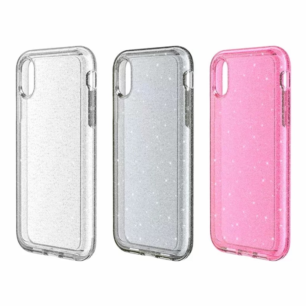 Terminator Style Glittery Powder PC TPU Hybrid Back Case for iPhone XR 6.1 inch - Light Grey-5