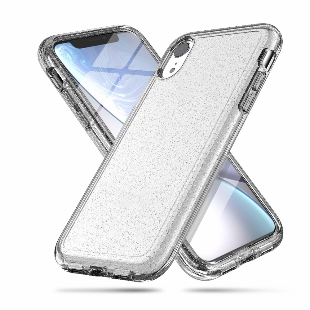 Glittery Powder PC TPU Hybrid Back Case for iPhone XR 6.1 inch - Transparent