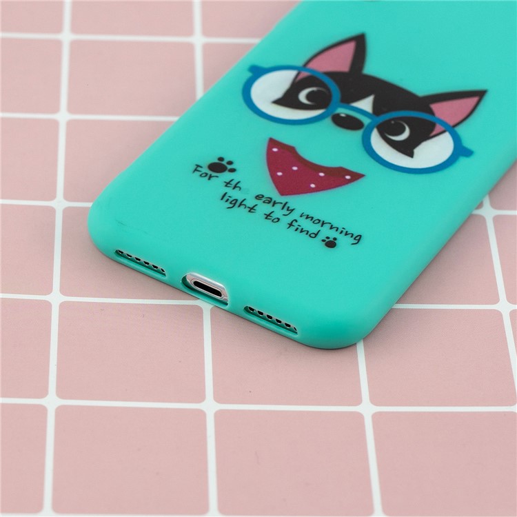 Pattern Printing TPU Gel Protective Case with Silicone Strap for iPhone XS / X - Cyan-10