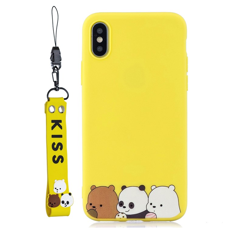 

Pattern Printing TPU Gel Protective Case with Silicone Strap for iPhone XS Max 6.5 inch - Yellow, iPhone XS Max 6.5 inch