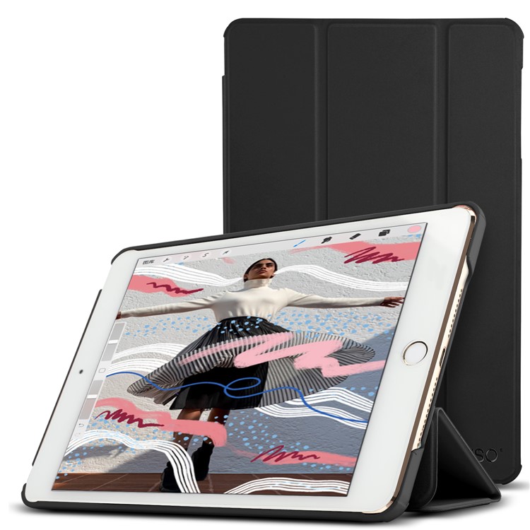 IVSO Tri-fold Stand Auto-wake/seep PU Leather + PC Smart Protector Shell for iPad mini (2019) 7.9 inch / mini 4 3 2 1 - Black-3