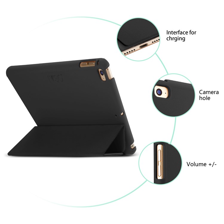 IVSO Tri-fold Stand Auto-wake/seep PU Leather + PC Smart Protector Shell for iPad mini (2019) 7.9 inch / mini 4 3 2 1 - Black-9