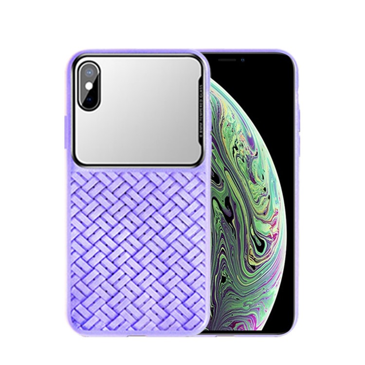 

Сплетенные Текстуры Сплайсинга Стеклянное Зеркало ТПУ Чехол Для Iphone X / XS 5,8 Дюйма - Пурпурный, iPhone X