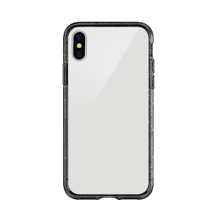 NXE Transparent Glass + TPU Edges Phone Case for iPhone XS Max - Transparent Black-2