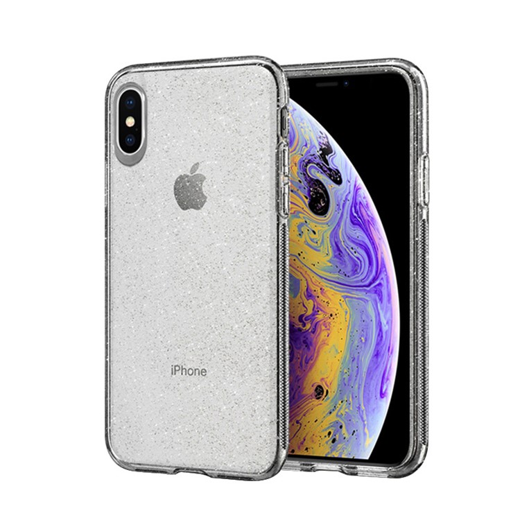 NXE Shiny Series Transparent TPU Phone Case Cover for iPhone XS Max - Grey-1