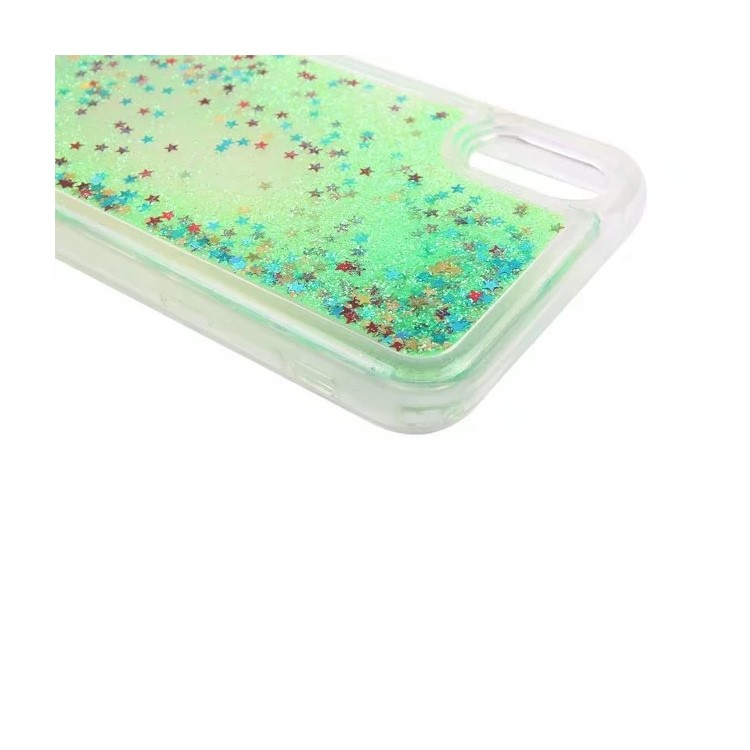 Dynamic Glitter Powder Sequins Patterned TPU+PC Phone Shell for iPhone X - Green-6