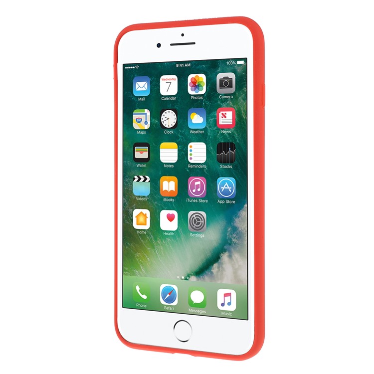 Cassa Del Telefono Mobile Del Silicone Solido Del Modello Del Cuore Per Il Iphone 7 Più / 8 Più - Anguria Rossa-2