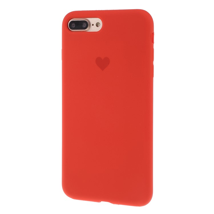 Cassa Del Telefono Mobile Del Silicone Solido Del Modello Del Cuore Per Il Iphone 7 Più / 8 Più - Anguria Rossa-4