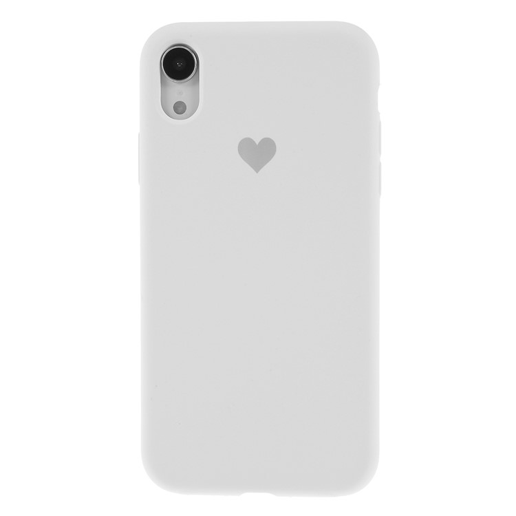 Boîtier En Silicone Solide Pour Téléphone Mobile À Motif De Cœur Pour Iphone XS / X 5,8 Pouces - Blanc-1