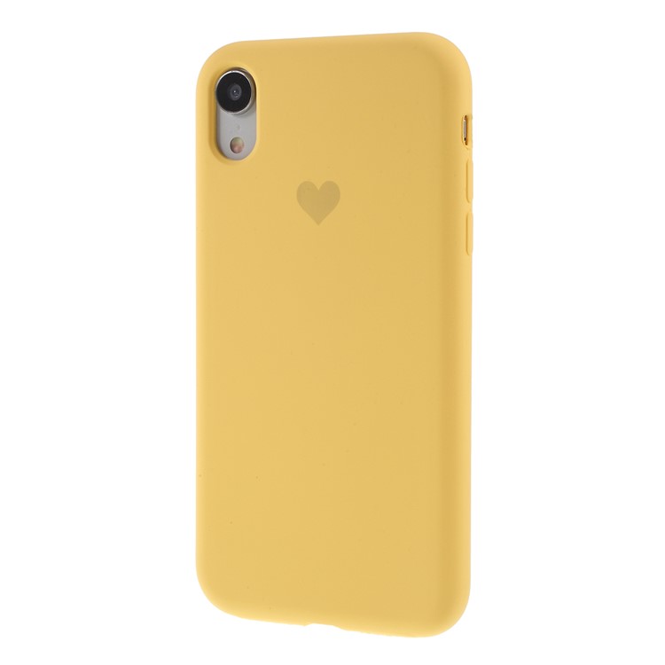 Heart Pattern Solid Silicone Mobile Phone Case for iPhone XR 6.1 inch - Light Yellow-3