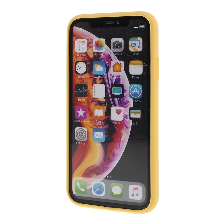 Heart Pattern Solid Silicone Mobile Phone Case for iPhone XR 6.1 inch - Light Yellow-4
