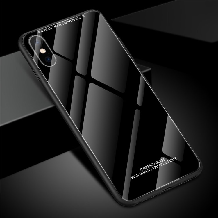 

Закаленное Стекло Чистого Цвета + Края Телефона TPU Для Iphone XS / Iphone X - Черный, iPhone Xs