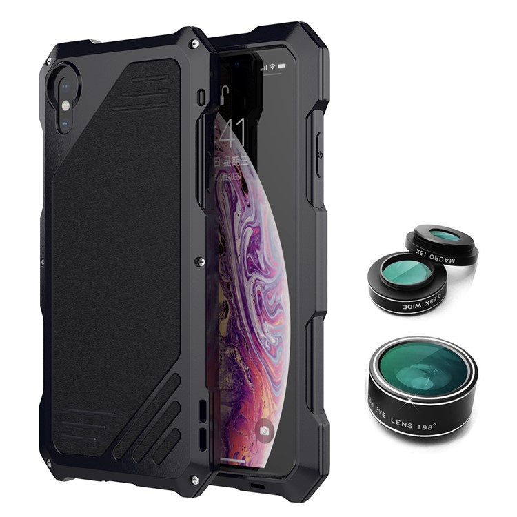 VIKING Shockproof Dirt-proof Case with Three Interchangeable Lens for	iPhone X / XS - Black-1