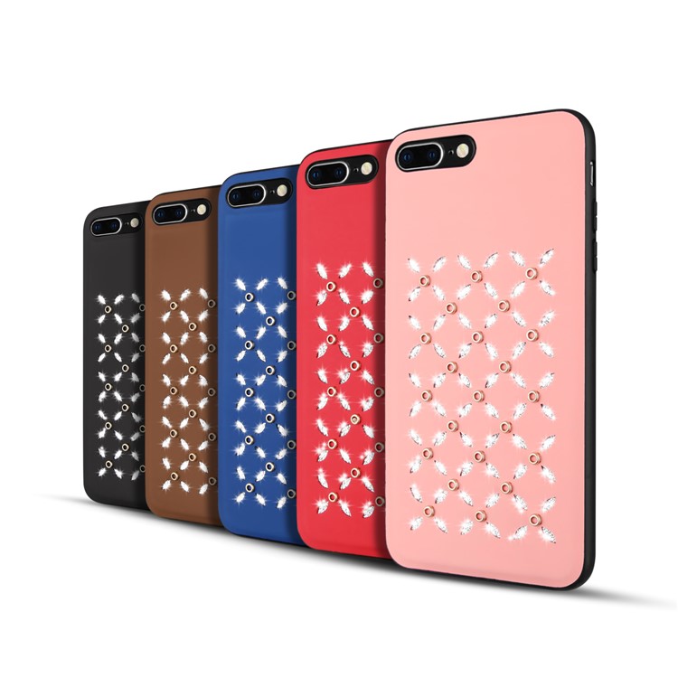 Small Circles Pattern Shiny Diamond Hollow PC+TPU+PU Leather Phone Case for iPhone 8 Plus / 7 Plus - Pink-4