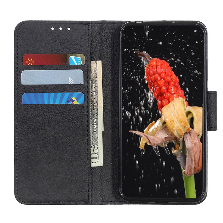 Litchi Skin Wallet Leather Stand Case for iPhone XS Max 6.5 inch - Black --9